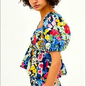 Zara Puff sleeve floral print top